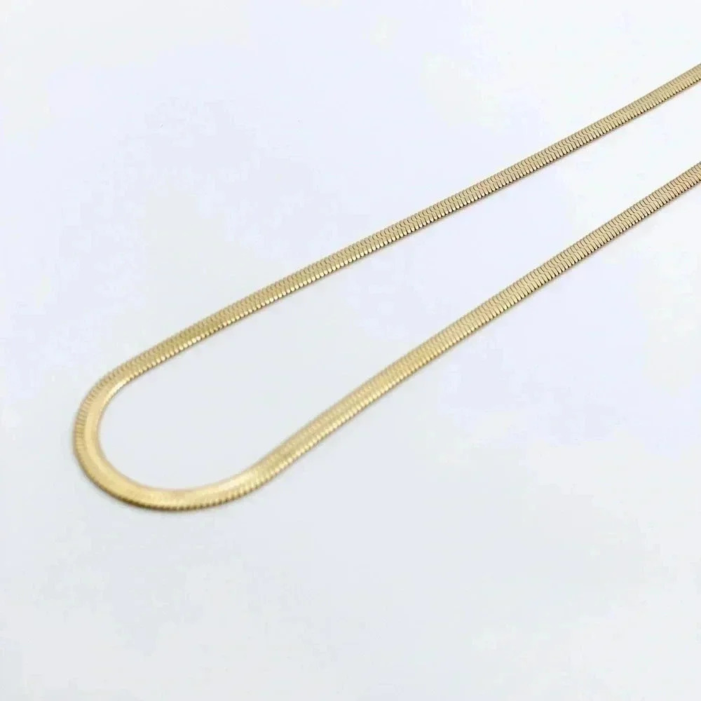 2.5mm Dainty Gold Snake Chain Necklace 18k Gold Plated Chain Layering - Picture 2 of 9